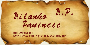 Milanko Paninčić vizit kartica